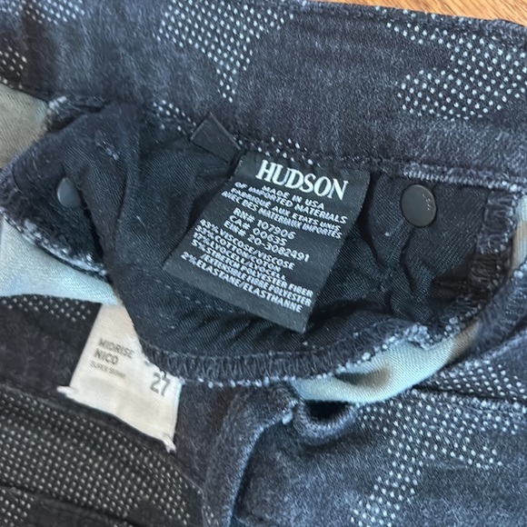 HUDSON CAMOUFLAGE WOMEN BLACK AND GRAY NICO MIDRISE SUPER SKINNY SIZE 27 - Picture 5 of 8